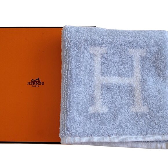 Hermes Blue Avalon Cotton Face Towel Cloth - Picture 3 of 10